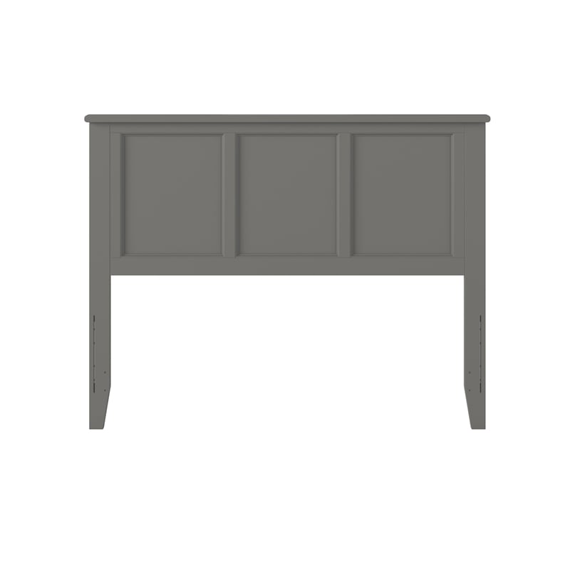 Pemberly Row Contemporary Full Solid Wood Panel Headboard in Grey