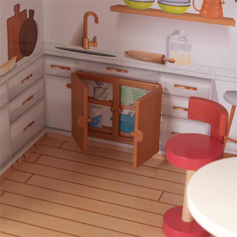 Pemberly Row Modern 13 Piece Wooden Plastic Townhome Dollhouse