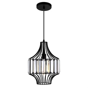 Pemberly Row 1 Light Down Contemporary Metal Pendant in Black