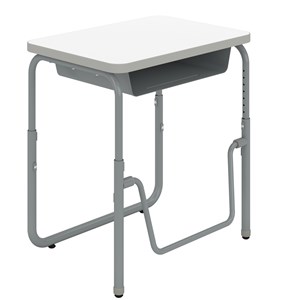 Pemberly Row Height Adjustable Student Desk Pendulum Bar & Book Box in White