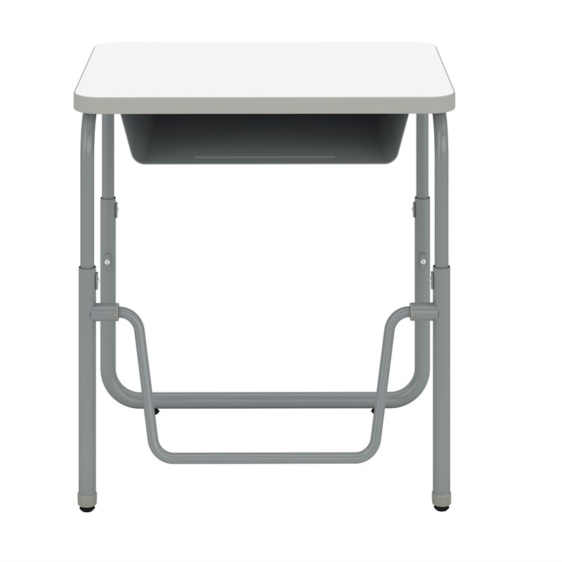 Pemberly Row Height Adjustable Student Desk Pendulum Bar & Book Box in White