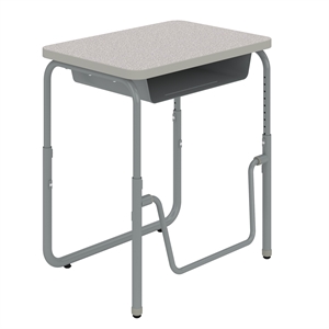 Pemberly Row Height Adjustable Student Desk Pendulum Bar & Book Box in Gray