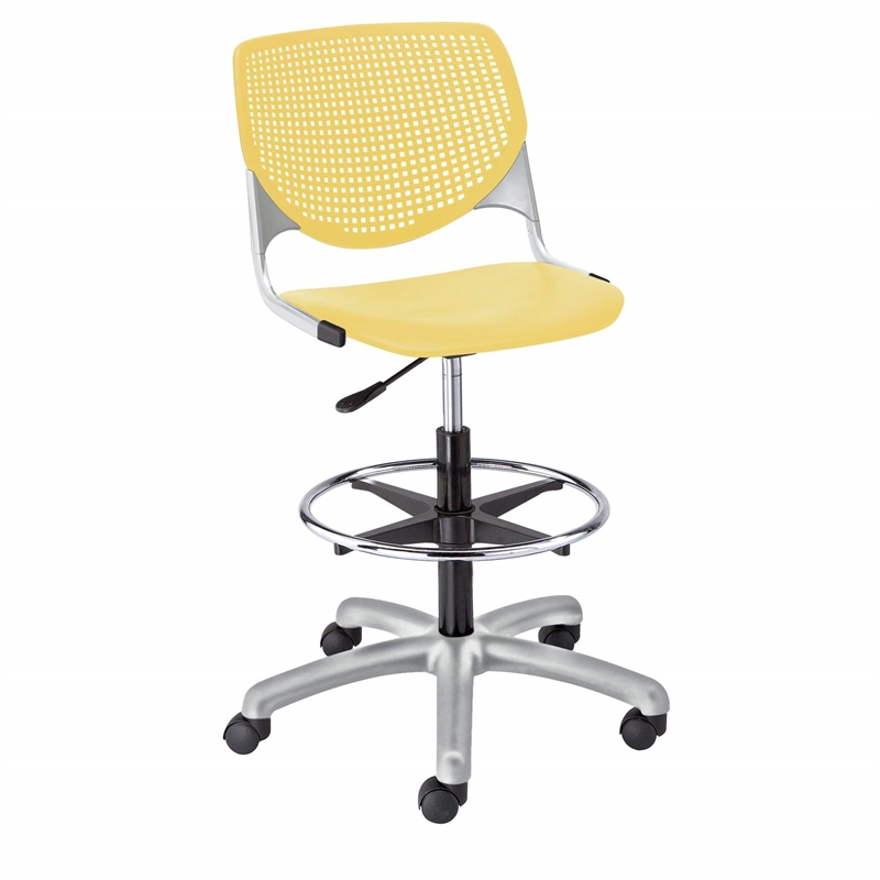 Pemberly Row Modern / Contemporary Drafting Stool in Yellow Finish