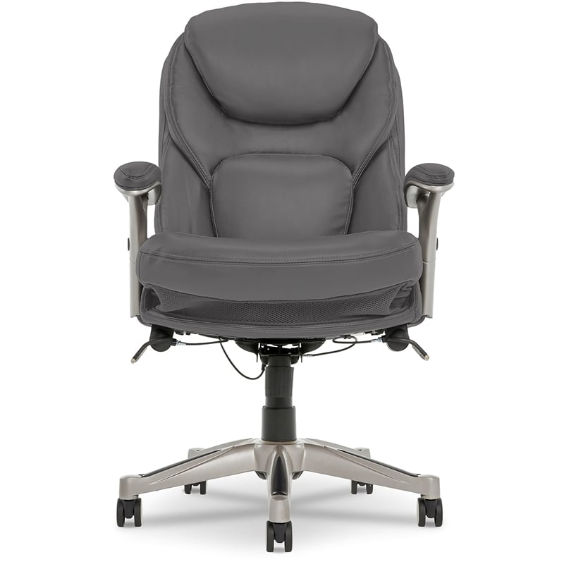 Pemberly Row Back in Motion Office Chair in Gray Bonded Leather