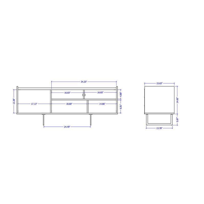 Pemberly Row Sleek Modern TV Stand with 4 Shelves in Black Cinnamon