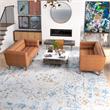 Pemberly Row Mid-Century Modern Leather Sofa Set in Cognac Tan