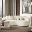 Pemberly Row Japandi Style Luxury Modern Boucle Fabric Curvy Ivory Couch