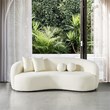 Pemberly Row Japandi Style Luxury Modern Boucle Fabric Curvy Ivory Couch