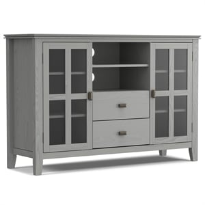 Pemberly Row Solid Wood 53 inch Wide Contemporary TV Media Stand in Fog Gray
