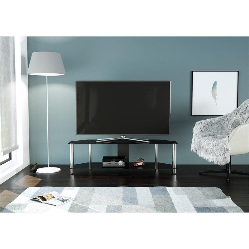 Pemberly Row Steel TV Stand w/ Cable Management for up to 65