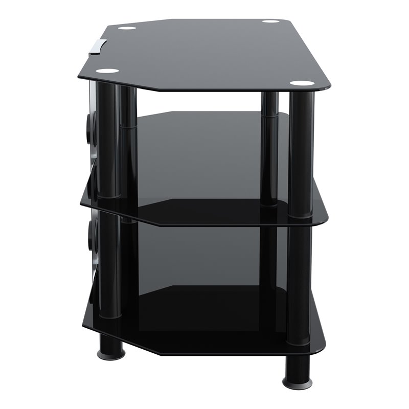 Pemberly Row Transitional Steel and Glass TV Stand for 10