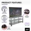 Pemberly Row Steel Glass TV Stand w/ Cable Management for up to 55