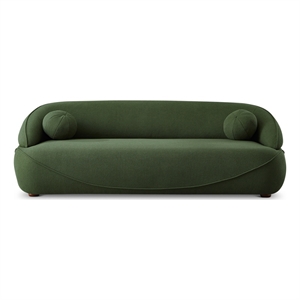 Pemberly Row Modern Luxury Japandi Style Boucle Fabric Curvy Sofa Couch in Green
