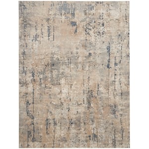 Pemberley Row Fabric Beige Gray Area Rug Rectangular Abstract Design 120&quotx168&quot