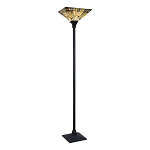 Pemberly Row 1-Light Metal Torchiere Floor Lamp in Black Bronze