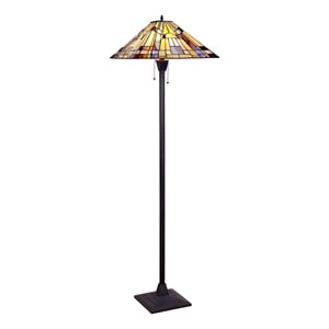 Pemberly Row Modern 2-Light Metal Floor Lamp in Blackish Bronze