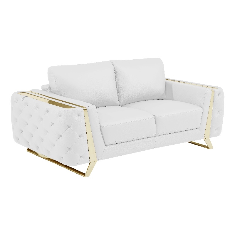 Pemberly Row Modern Genuine Italian Leather Upholstered Loveseat