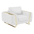 Pemberly Row Modern Genuine Italian Leather Upholstered Chair