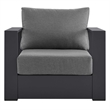 Pemberly Row Modern Fabric/Aluminum Outdoor Armchair in Gray/Charcoal