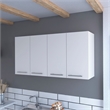 Pemberly Row Modern Wall Cabinet Four Doors Engineered Wood White