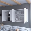 Pemberly Row Modern Wall Cabinet Four Doors Engineered Wood White