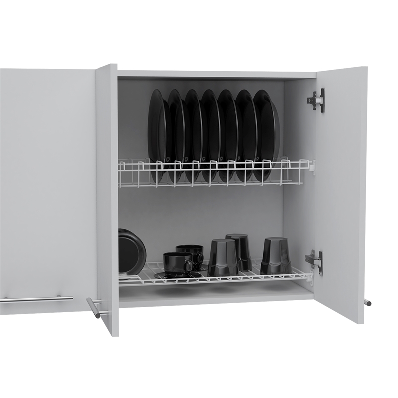 Pemberly Row Modern Wall Cabinet Four Doors Engineered Wood White