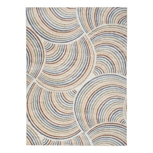 Pemberly Row Machine Washable 6'7&quot x 9' Ivory/Multi Mid-Century Indoor Rug