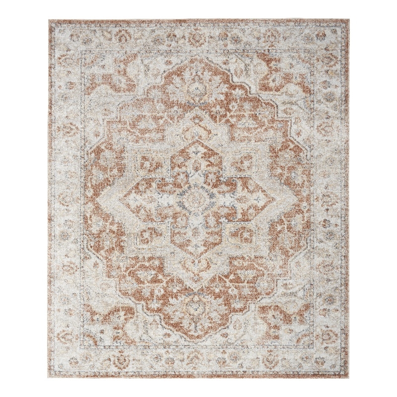 Pemberly Row Machine Washable 9' x 12' Gold/Multicolor Vintage Indoor Rug