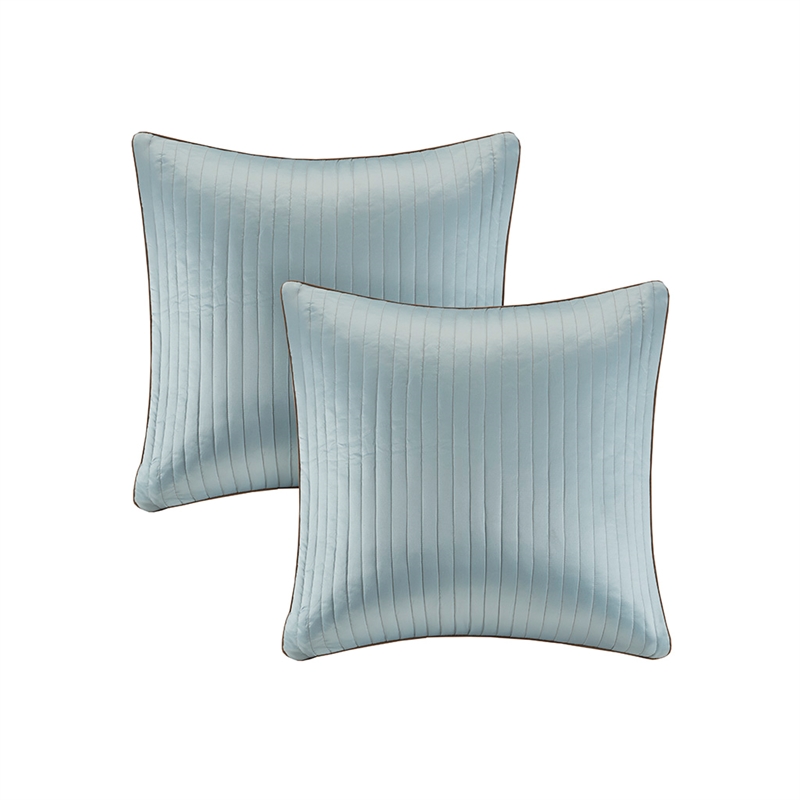 Pemberly Row Contemporary 12 Piece Complete Bed Set in Blue/Brown
