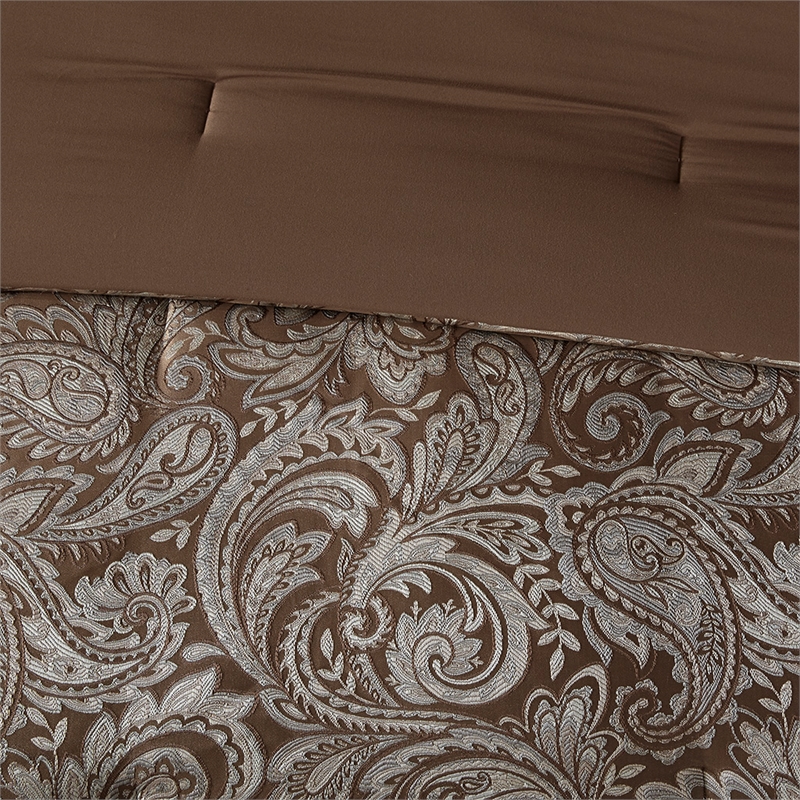 Pemberly Row Contemporary 12 Piece Complete Bed Set in Blue/Brown