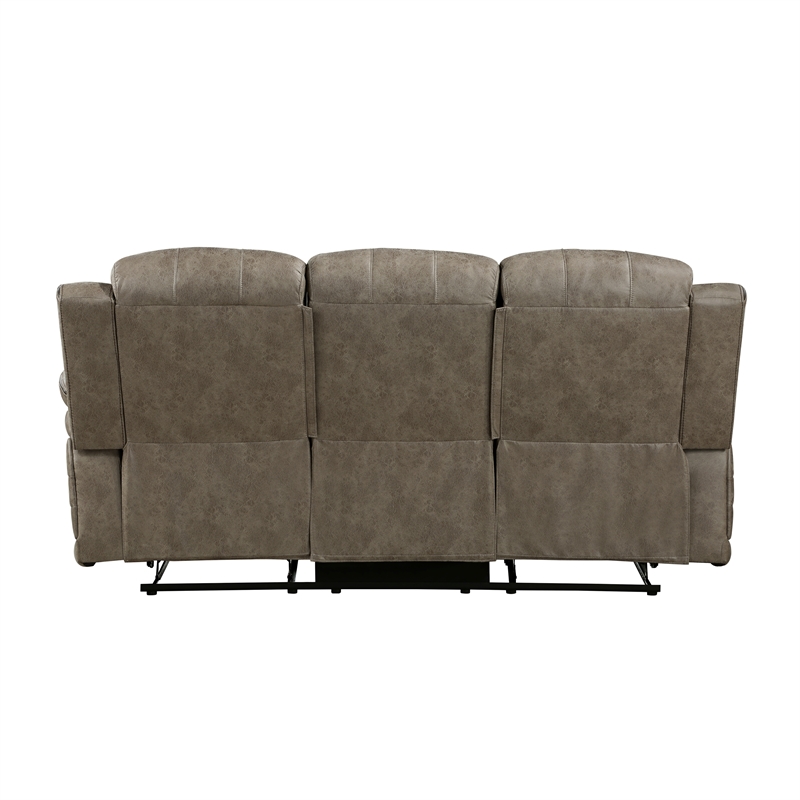 Pemberly Row Microfiber 2-Piece Manual Reclining Sofa Set in Sandy Brown