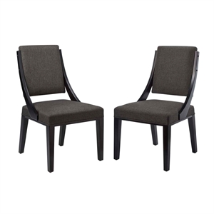 Pemberly Row Solid Wood and Fabric Dining Chairs in Gray (Set of 2)