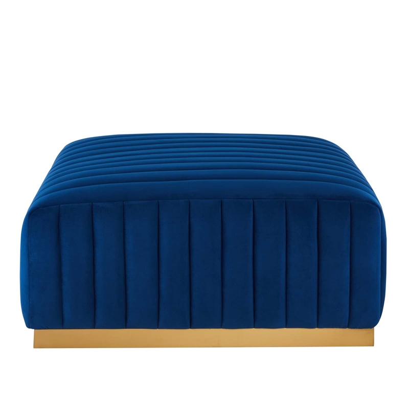 Pemberley Row Performance Velvet Gold/Navy Ottoman Rectangular Stain Resistant 36