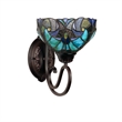 Pemberly Row Victorian 1-Light Glass Wall Sconce in Bronze/Blue
