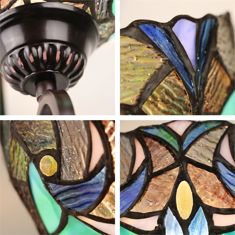 Pemberly Row Victorian 1-Light Glass Wall Sconce in Bronze/Blue