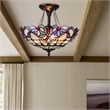 Pemberly Row Victorian 2-Light Glass Semi Flush Light in Multi-Color