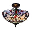 Pemberly Row Victorian 2-Light Glass Semi Flush Light in Multi-Color