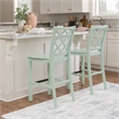 Pemberly Row Sturdy Lattice Back Counter Stool in Crisp Mint Green Finish