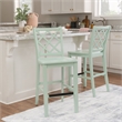 Pemberly Row Sturdy Lattice Back Counter Stool in Crisp Mint Green Finish