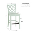 Pemberly Row Sturdy Lattice Back Counter Stool in Crisp Mint Green Finish