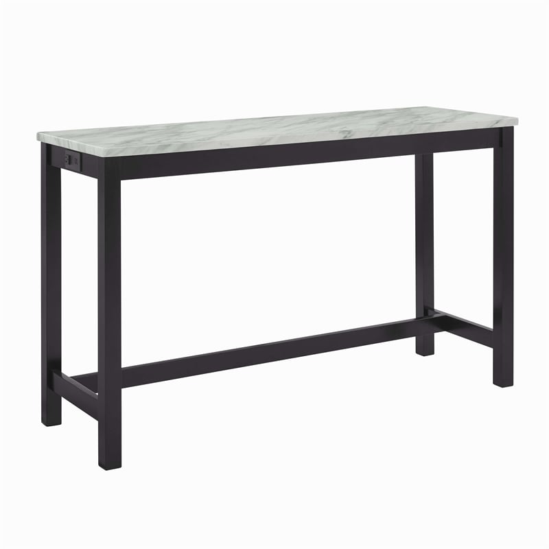 Pemberly Row Modern 4-Piece Faux Marble & Wood Bar Set in Black