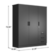 Pemberly Row Engineered Wood Wardrobe Armoire Closet in Black