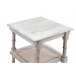 Pemberly Row Chesterfield Wood & Cane Accent Table in Whitewash