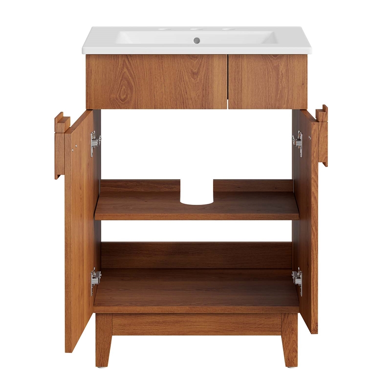 Pemberley Row Wood White/Walnut Bathroom Vanity Rectangular Hinged Doors 23