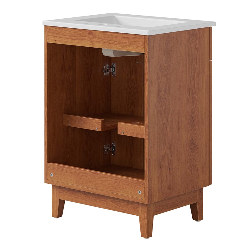 Pemberley Row Wood White/Walnut Bathroom Vanity Rectangular Hinged Doors 23