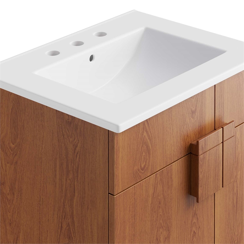 Pemberley Row Wood White/Walnut Bathroom Vanity Rectangular Hinged Doors 23