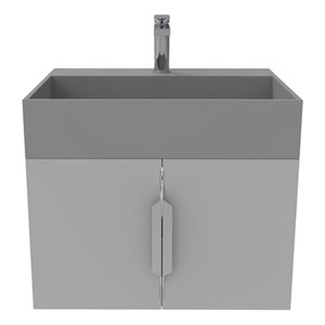 Pemberly Row 24&quot Gray Wood Floating Vanity with Gray Top and Chrome Trim