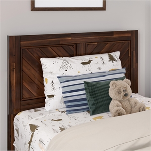 Pemberly Row Contemporary Twin Solid Wood Headboard in BarnSolid Wood