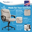 Pemberly Row Modern Ergonomic Mid Back Desk Chair Fabric Beige