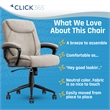 Pemberly Row Modern Ergonomic Mid Back Desk Chair Fabric Beige